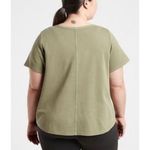 Athleta Sundown Boatneck Tee Shirt Women Size 3X Olive Green Cotton Short Sleeve Photo 3