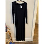 SKIMS New Ribbed Soft Lounge Dress Long Sleeve Square Neck Maxi Black Size 2X Photo 1