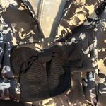 Joseph Ribkoff  Lightweight Trench Coat W/Bow 14 Black Cream Unlined Bell Sleeve Photo 9