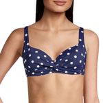 Lands' End  Underwire Navy Blue Polka Dot Bikini Top Swimsuit Bathing Suit  10 Photo 4