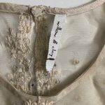 Willow & Clay Top Crocheted Beaded Cami Sleeveless Floral Mesh Sheer Cream Black Photo 6