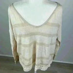 Free People  Tan V-Neck Long Sleeve Top Size M Photo 1