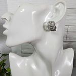 White Gold Huggie Chain Hoop Earrings Micro Pave CZ Stones Silver Photo 6