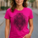 Faded Glory  Womens‎ Tee Size Small 4 6 Pink Indian Design Burnout Fabric Photo 0