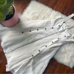 Fame and Partners Cream White Linen Dress Button Photo 7