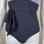 Unknown Brand One Piece Tie Waist Pinstriped Swimsuit Gray Size L Photo 2
