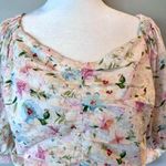 Abercrombie & Fitch Abercrombie‎ & Fitch Pink Floral Puff Sleeve Crop Top Size Large Photo 4