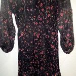 AQUA  Womens Black Floral Sheer Tiered Midi Dress Size Small Photo 0
