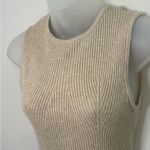 Women’s Beige Sleeveless Ribbed Knit Top Size Medium Photo 2