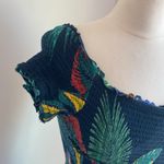 Patrons of Peace Jumpsuit Romper Womens Sz Medium Green Tropical Leaf Print Vaca Photo 1