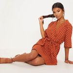 Pretty Little Thing PLT Terracotta Polka Dot Tea Dress Photo 2
