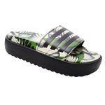 Adidas  Adilette Platform Slides Tropical Bird Print Black Green Women's Size Photo 5