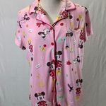 Disney Minnie Mouse Pink Pajama Button Up Top Size Large Photo 0