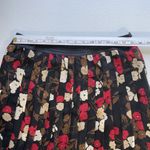 Nine West Women Silk Pleated Floral A Line Skirt Size 6 Black Red Side Zip Lined Photo 6