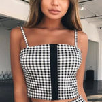 I am gia I.AM.GIA Gingham Miller Cami Crop Tank Top Size Medium Photo 0