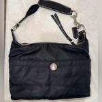 Coach Vintage Hampton 4984 Black Nylon Leather Trim Hobo Bag Purse Teal Interior Photo 6