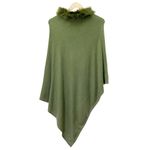 NWT La Marey 100% Cashmere Poncho Sweater Faux Fur Trim One Size Olive Green NEW Photo 4