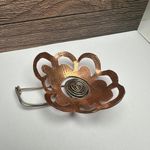 Handcrafted Two Tone Metal Flower Brooch Pin Copper & Silver Tone Photo 0