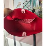 Tommy Bahama Pink Red Hearts Reversible Faux Leather Tote & Clutch Set OS Photo 8