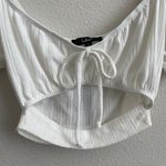 Lulus White Ivory Cute and Cuddly Pointelle Cutout Puff Short Sleeve Crop Top Photo 6