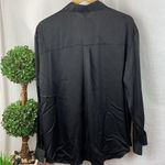 The Limited  Black Satin Long Sleeve Button Up Shirt Blouse NEW XL Photo 2