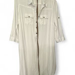 Midnight sky  White Button-Up Shirt Dress Photo 0