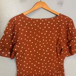 Madewell ‎ Women's Tiered-Sleeve Peplum Top in Inkspot Dot Burnt Clay Size 4 Photo 7