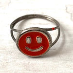 Justice Orange Smiley Face Ring Silver Band Teen Adult OS Photo 0