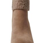 Ralph Lauren Lauren Tan Leather Wedge Booties 9.5 Faux Fur Trim Ankle Boots Photo 1