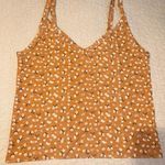 American Eagle Tan Floral Cropped Tank Top Photo 0