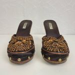 Bamboo  Womens Shoes Size‎ 7 Brown Copper Fashion Sequin Slip On Heels Mules Photo 8