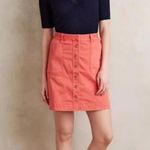 Anthropologie Pilcro/ Letterpress Button Coral Chino Skirt 0 Orange Size M Photo 0