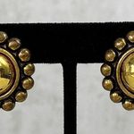 70's Vintage‎ Womens Chunky Floral Gold Toned Clip on Statement Huggie Earrings Photo 0