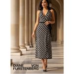 Diane Von Furstenberg  Black Collared Sleeveless Sweater knit Wrap Dress Large Photo 1