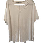 Terez  White Women's Size‎ Large Short Sleeve V-Neck T-Shirt Stretchy oversized Photo 0