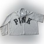 PINK - Victoria's Secret  Gray Black Cowl Neck Drawstring Cropped Sweatshirt L Photo 2