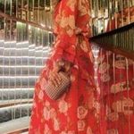 ZARA  Red Floral Ruffle Maxi Dress Size S Photo 0