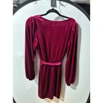Nine West Velvet Dress Women's L Long Sleeve Wrap Magenta Mini Party Photo 7