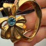 Heart Shape Brooch Pin 1 With Faux Pearl 2 Blue Rhinestone Gold Tone Lot Of 3 Photo 4