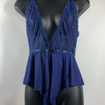 Yandy Women's Lace Plunge Adjustable Strap Romper Negligee Blue Size L/XL Photo 0