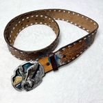 Eagle Western Buckle Leather Belt "CASEY" with Silver and Brown Accents size 40" Photo 0