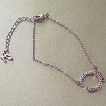 Rose Gold Tone Bracelet w/ Circle Pendant, 8 Inches Photo 0