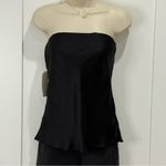 NWT Donni Satiny Tube Top Medium Black Satin Revolve Chic Photo 2