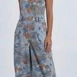 Molly Bracken  wide leg lace back floral denim jumpsuit Photo 0