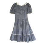 VTG 70s Puff Sleeve Ruffle Midi Dress Floral Prairie Cottagecore Victorian Lace Blue Size undefined Photo 1