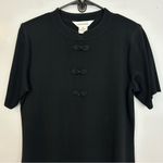 Misook Black Cheongsam Mandarin Collar Black Midi Dress Size M Photo 8