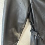Worthington Genuine Lambskin Leather Jacket Black Women's Large Zip Tie Waist Photo 2