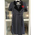 BETTIE PAGE Navy White Polka Dot‎ Retro 50's SEXY Secretary Swing Dress … Black Size XS Photo 1