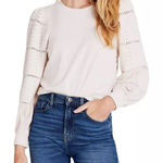 Splendid #179  LILIANA CREAM WHITE SAND SWEATER KNIT SLEEVES TOP SIZE MEDIUM Photo 0