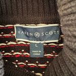 Karen Scott Vintage  Black Red Printed Cotton lTurtleneck Sweater Size Large Photo 3